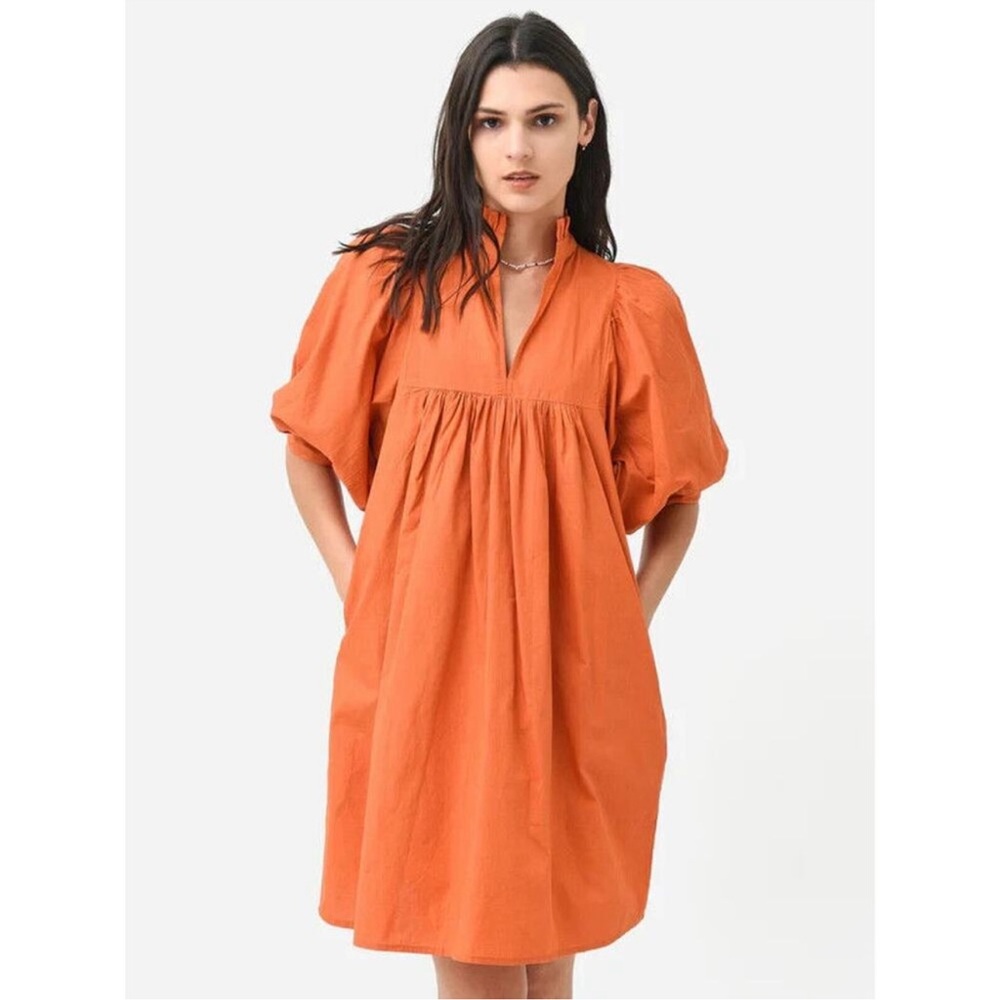 Wallflower Bold Orange Ruffle Collar Dress